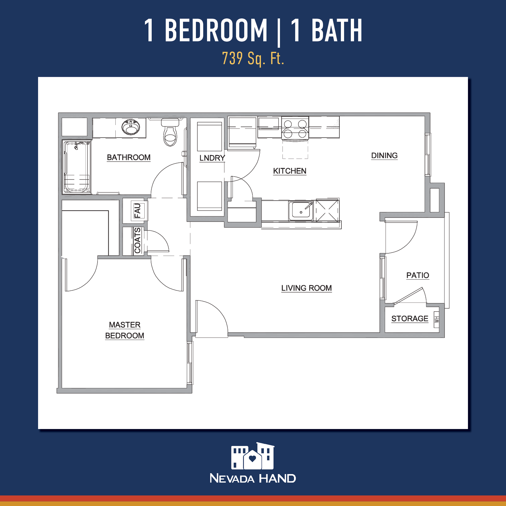 Decatur Commons Family Apartments one bedroom floorplan
